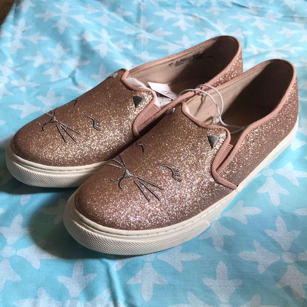 Rose gold kitten slip-on shoes